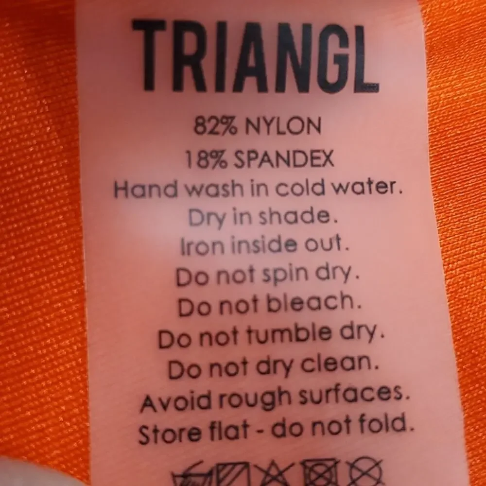 Triangl Women's Orange Ribbed Scoop Neck Swimwear Bikini Top Size L - Picture 5 of 6